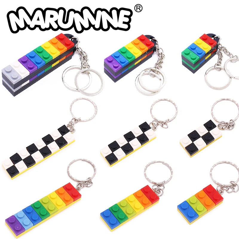 

Marumine 10PCS Key Ring Brick Parts Model Building Blocks Construction Kit Classic Keychain MOC Love 1x2 Base Plate Accessories