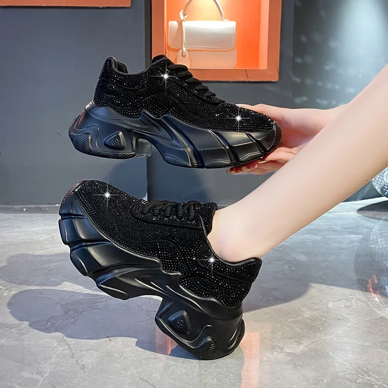 Schon autumn 2023 09 キムミョンス Shoes for Women 2024 New Shiny Rhinestone Women's Sneakers