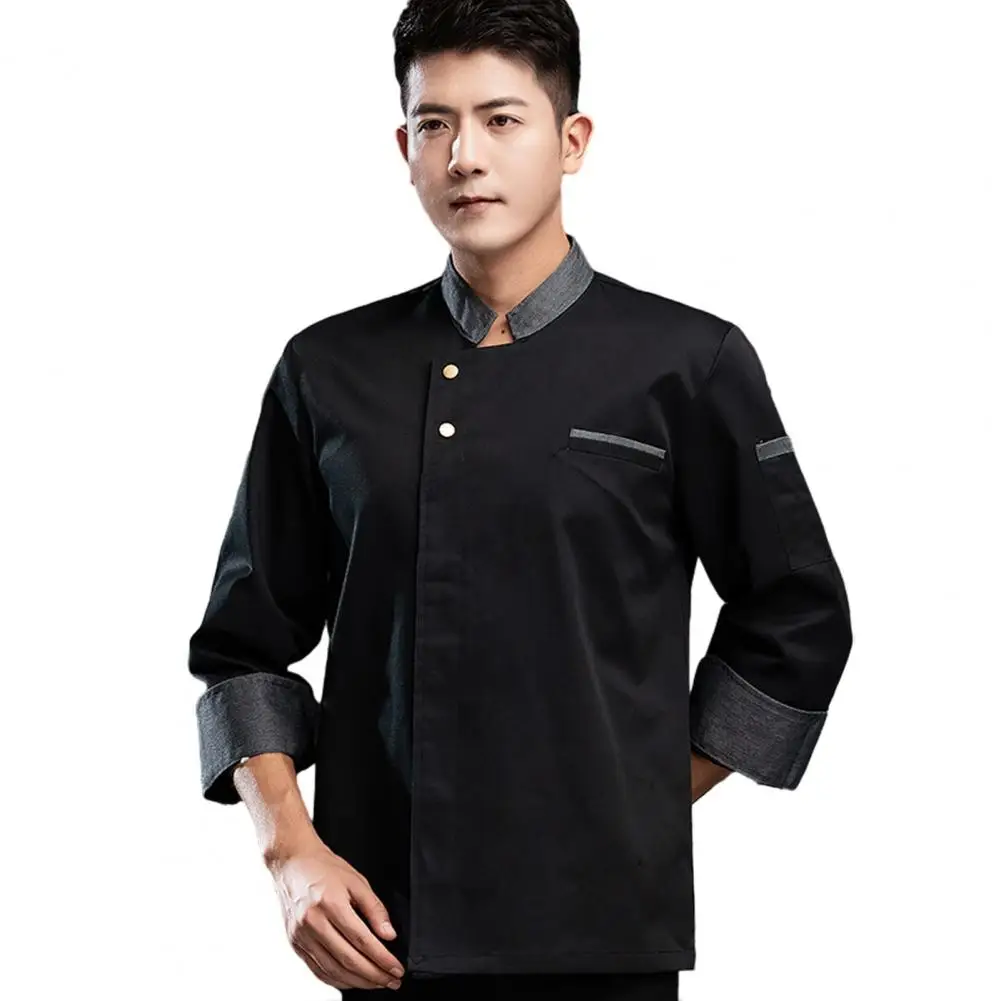 chef clothing breathable unisex chef shirt soft solid color long sleeve uniform top for kitchen bakery restaurant chef Comfortable Chef Clothing Breathable Stain-resistant Chef Jacket for Kitchen Bakery Restaurant Short Sleeve Unisex Stand Collar