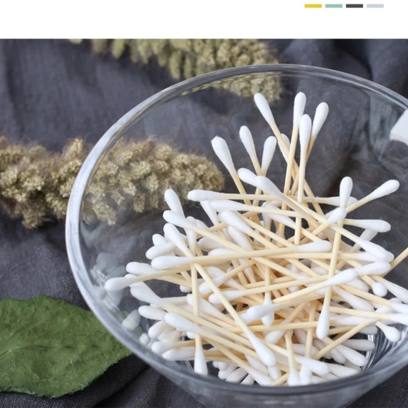1000 Pcs Double Head Bamboo Cotton Swabs Wood Stick For Makeup Nose Ear Cleaning Pet Care Art & Crafts cotton swabs wood cotton swabs disposable cotton swabs