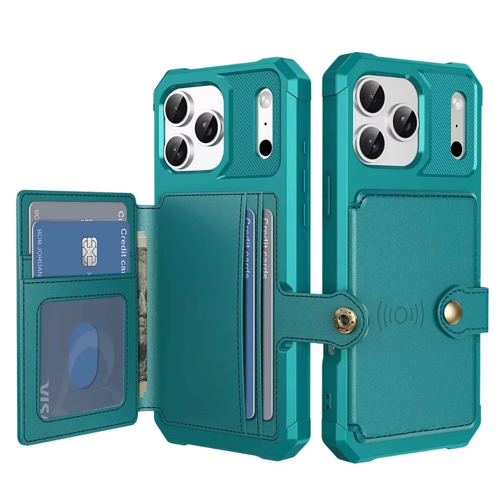 Wallet Phone Case Card Holder for Apple IPhone 17 Air 16E 16 15 14 Plus 13 12 Pro Max Hybrid Rubber Bumper Back Flip Cover