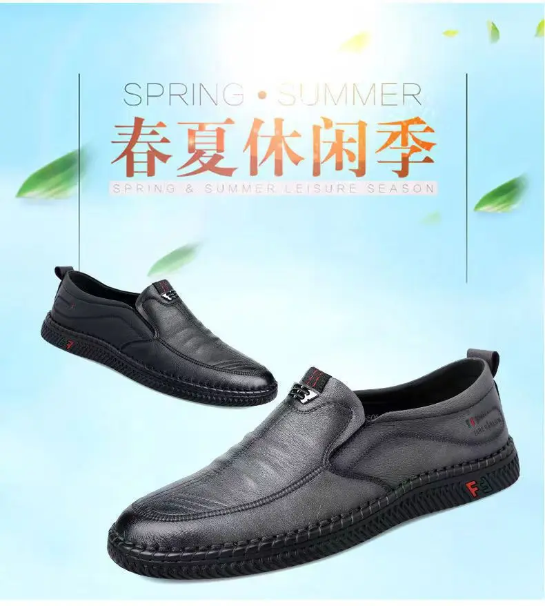 Business Leather Men Shoes Summer Slip on Loafers Breathable Men