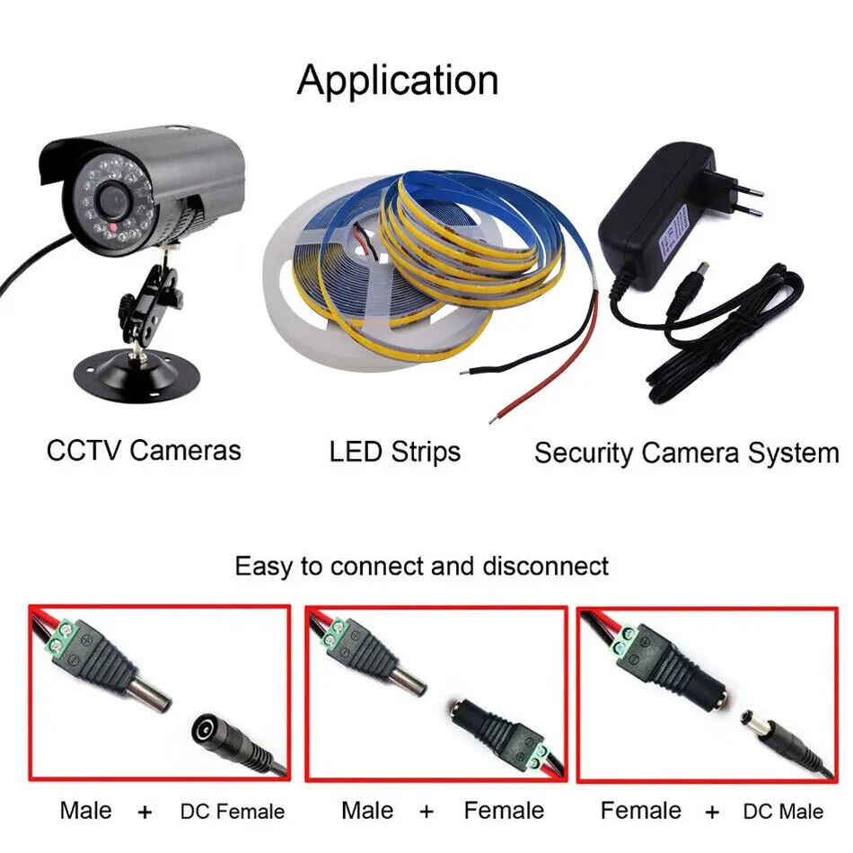 5 sztuk/10 sztuk 5,5x2,5mm/2.5mm złącze DC żeński/męski kabel z wtyczką Adapter gniazda Jack zasilający do taśmy LED