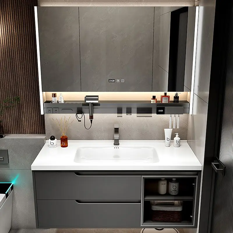 Modern Simple Bathroom Vanities Solid Wood Light Vanity Vanity Bathroom Vanities Partition Drawer Mobiletto Bagno Furniture