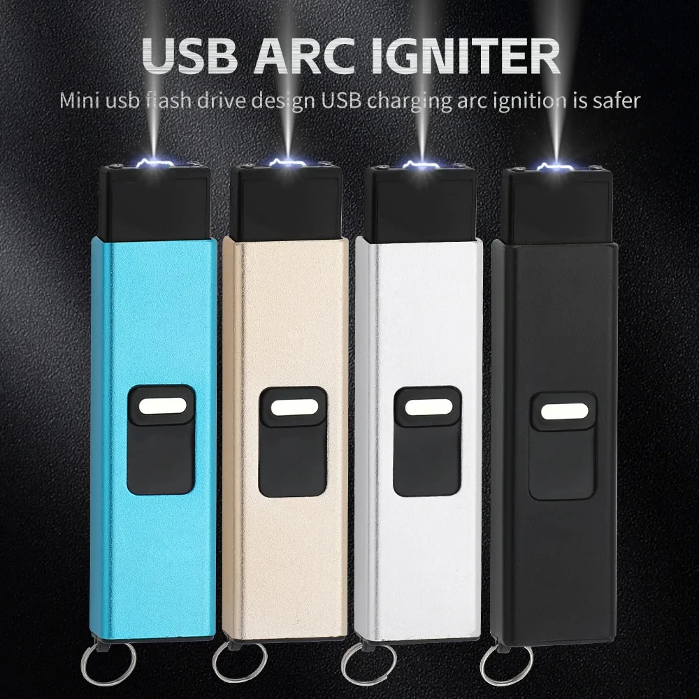 

Windproof Metal Arc Lighter USB Rechargeable LED Lighting Flameless Pulse Lighter Outdoor BBQ Kitchen Tool Unusual Gift for Men