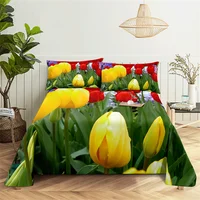 Green Plants Queen Sheet Set Girl, Lady's Room Leaf Bedding Set Bed Sheets and Pillowcases Bedding Flat Sheet Bed Sheet Set 4