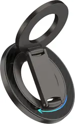 Universal Double Magnetic Phone Holder and Stand with Grip Rings (Black)