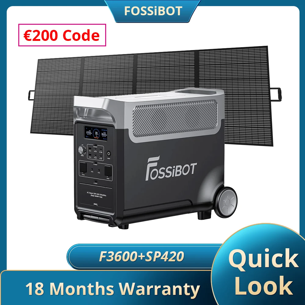 FOSSiBOT-Centrale électrique portable F2400, générateur solaire, 16 ports  de sortie, batterie veFePO4, 640000 W, 2400W Patricia, 2048Wh, 4600 mAh -  AliExpress