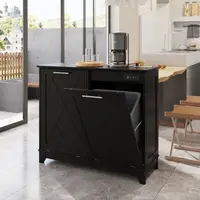 Cabinet, Kitchen Trash Can Cabinet w/Negative ion and deodorizing Function, Dog Proof 20 Gallon Garbage Can Cabinet for Kitchen, 1