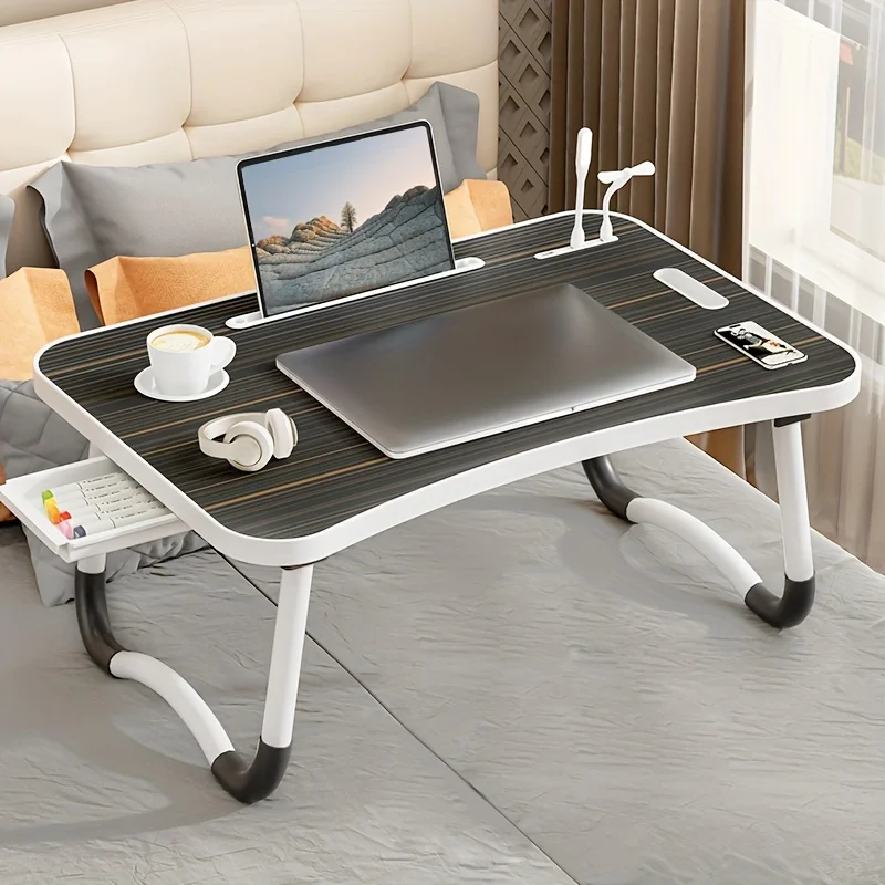 Extra Large Multifunctional Foldable Laptop Bed Desk – Multifunctional Tray Stand with Cup Holder and Drawer Stable and Durable