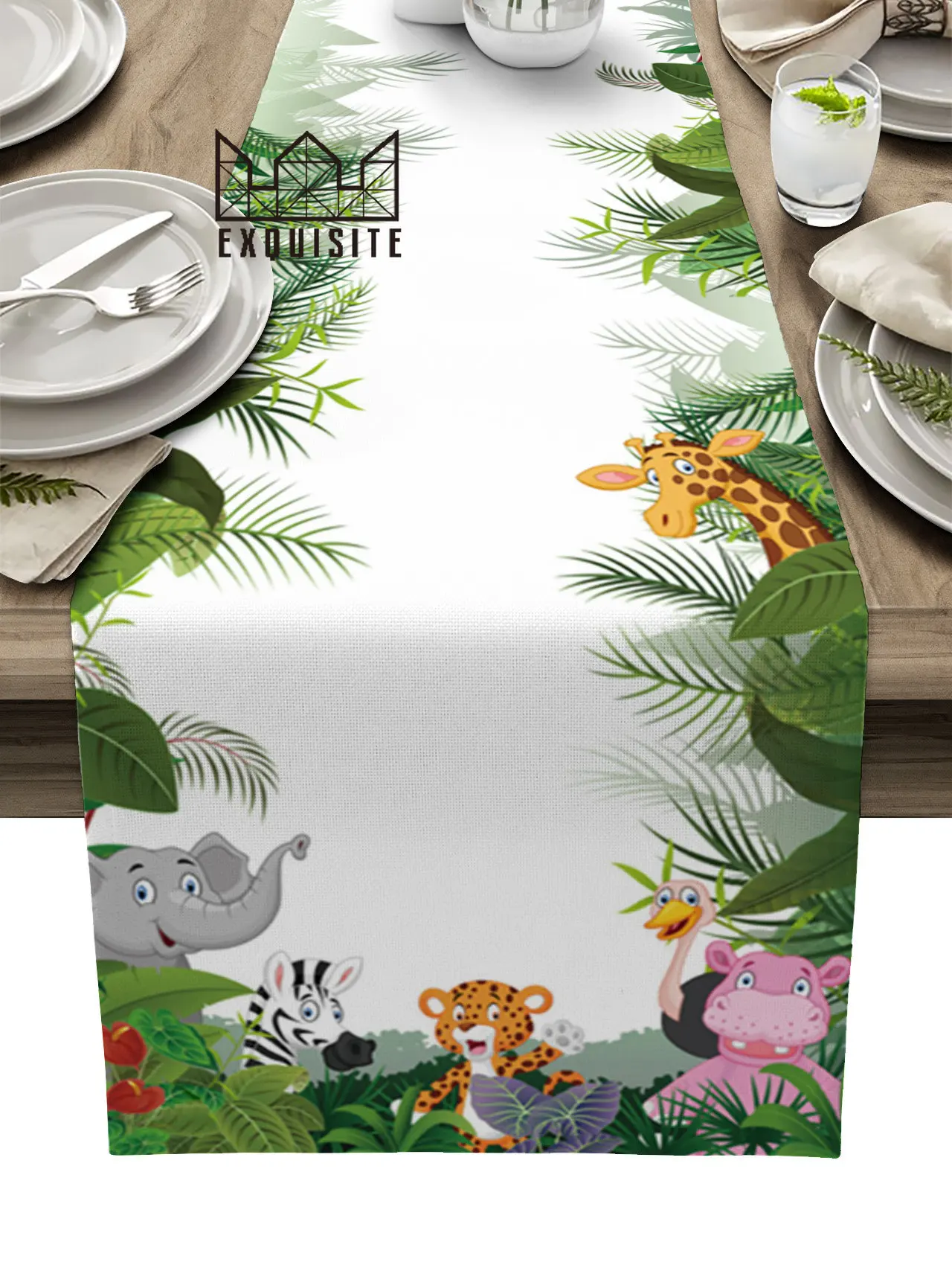 

Jungle Animal Tiger Cartoon Wedding Table Decoration Coffee Table Decor Dinner Table Decoration Table Runner Luxury