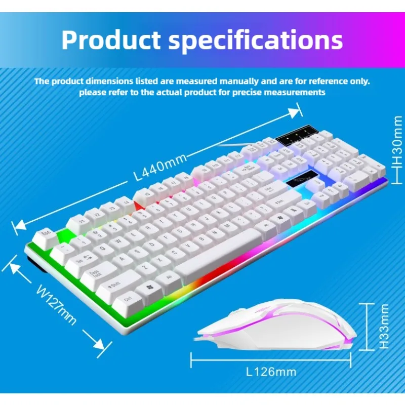 게이머 키보드 및 마우스 콤보 세트 RGB LED 104키 유선 게이밍 키보드 마우스 세트 노트북 데스크탑 PC 태블릿용