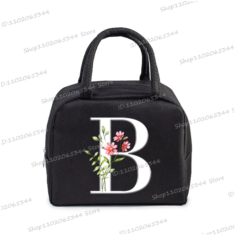 1Pc Portable Lunch Bag Wildflower Alphabet ABCD..Cooler Ice Pack Lunch Box Insulation Package Insulated Thermal Unisex Bag