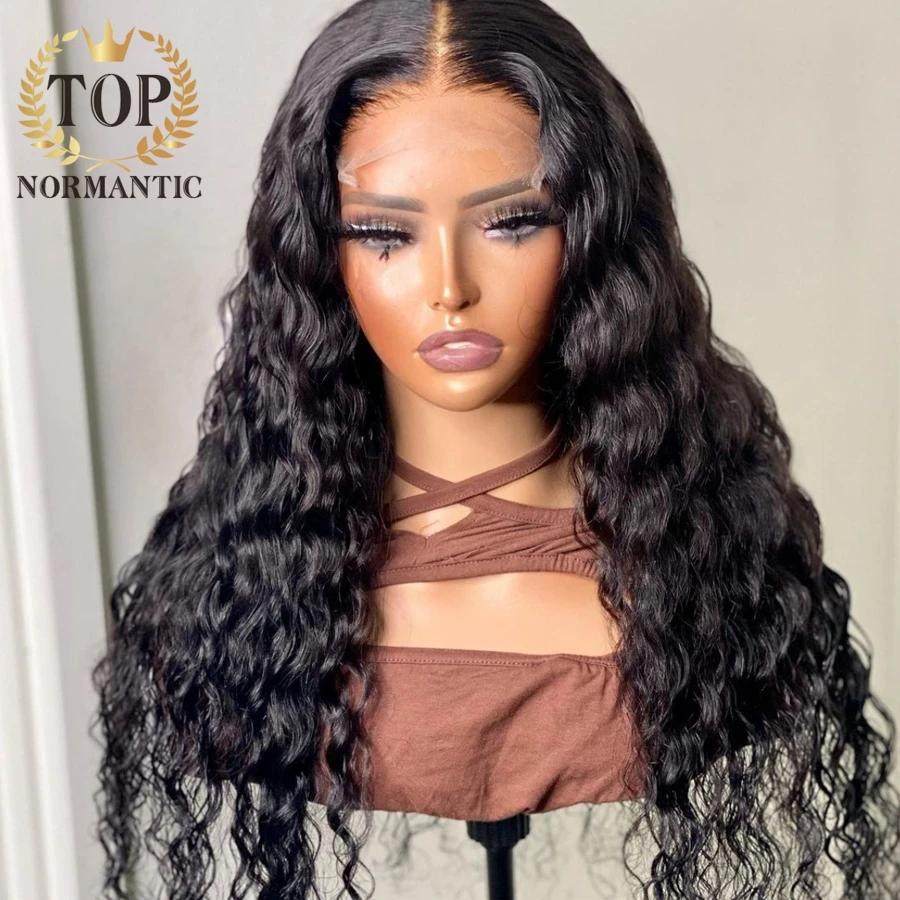 Topnormantic Nature Color 13x6 Lace Front Wigs with Baby Hair Brazilian Remy Human Hair Nature Wave Wig for Women Preplucked