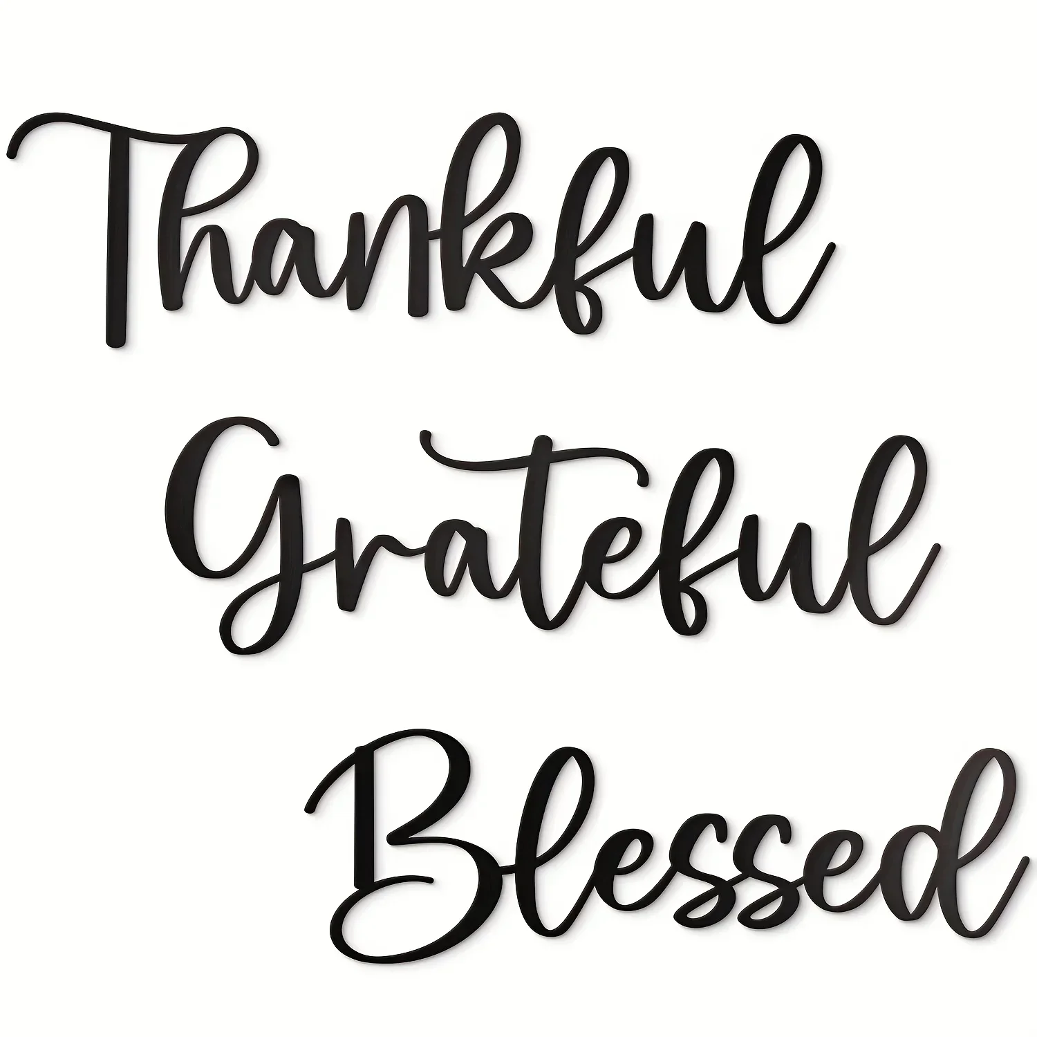 

HELLOYOUNG 3pcs/set Grateful Blessed Metal Wall Hanging Decor Black Thankful Grateful Blessed Sign Home Decor Grateful Wall Art