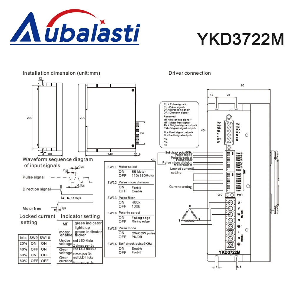 Aubalasti YAKO 3Phase Stepper Motor Driver 3D722 YKD3722M 110