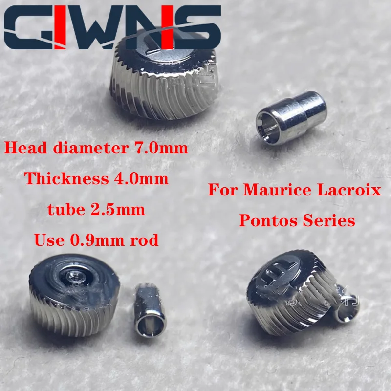 

For Maurice Lacroix Pontos Watch Head Handle Crown 7.0mm Tube 2.5mm With 0.9mm Rod Fittings