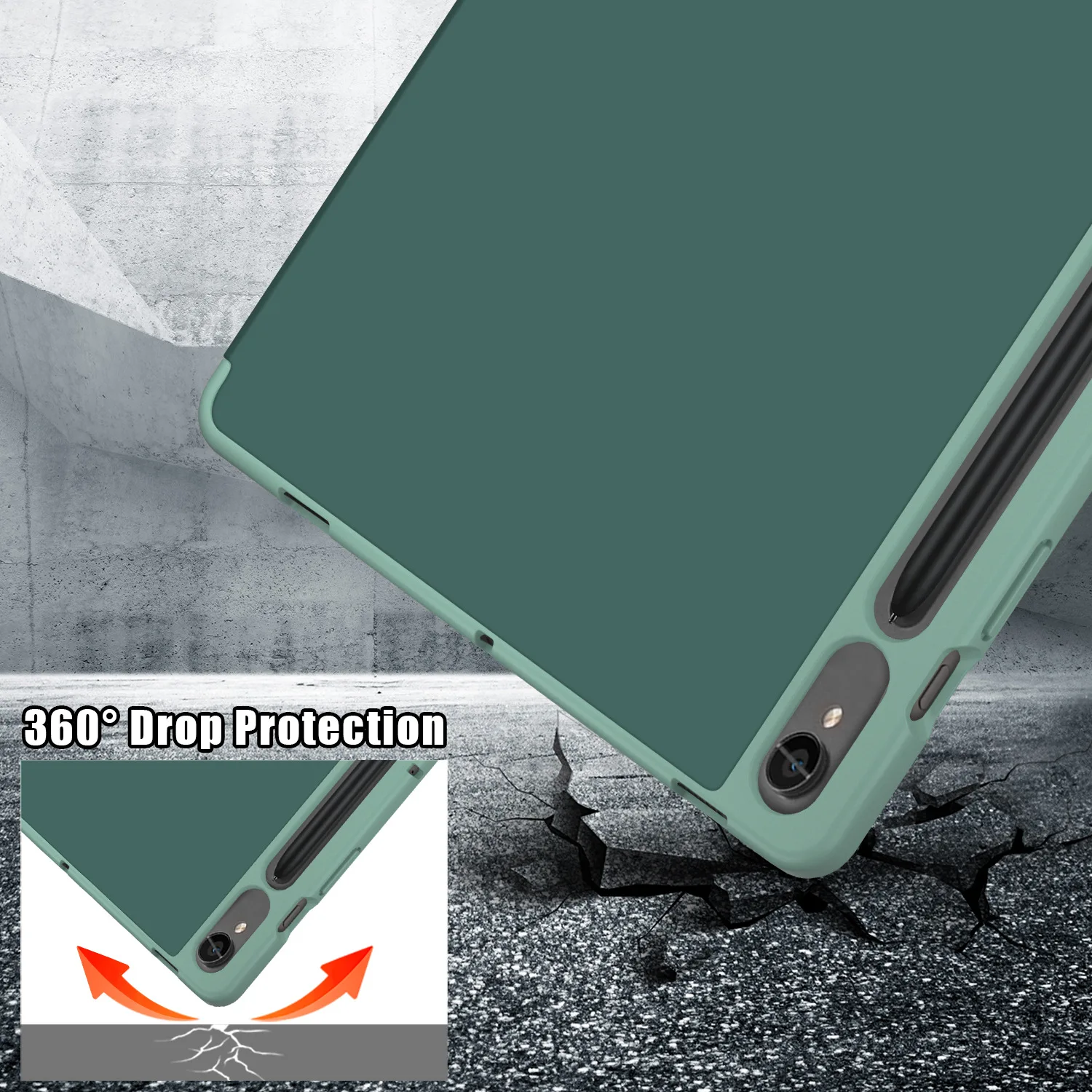Premium TPU Foldable Stand Case with Pencil Holder for Samsung Galaxy Tablets