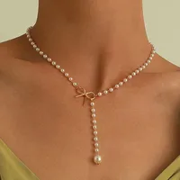 Collier à pampilles en perles noires et blanches pour femmes, ras du cou, cadeau pour ami, vente en gros, livraison directe, nouveau 2