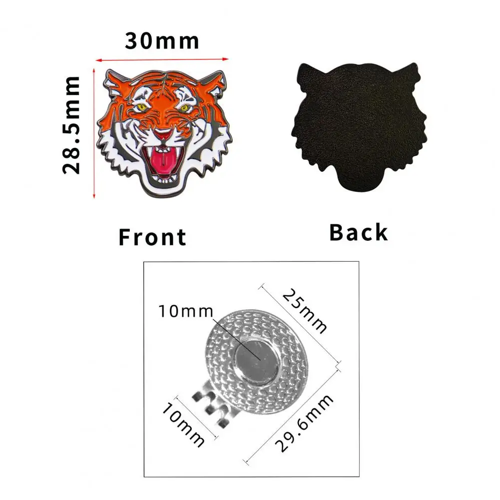 Tiger Golf Ball Marker with Hat Clip Magnetic Golf Markers Metal Ball Marker Hat Clip Golfing Sun Visor