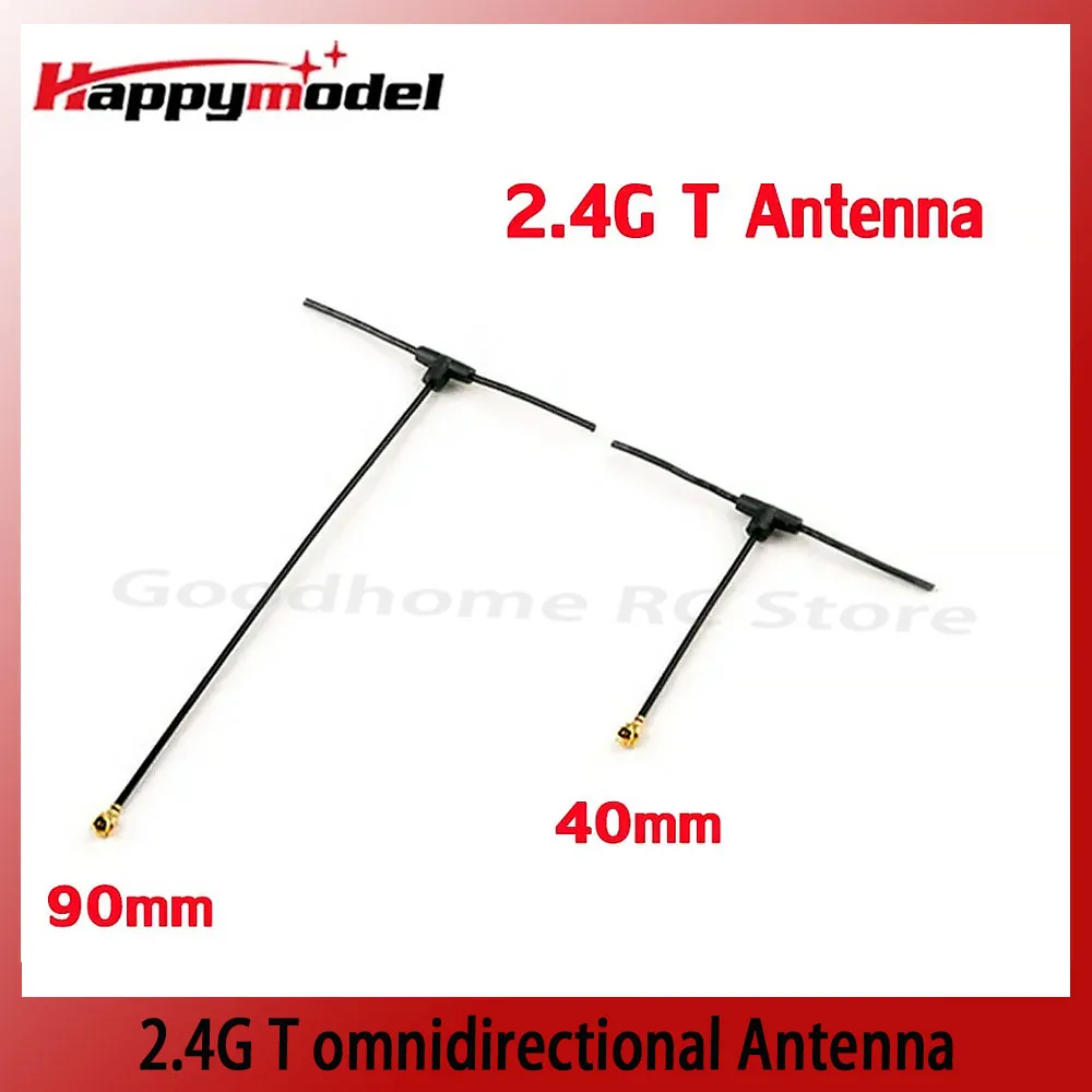 Happymodel 2.4G T Antenna Omnidirezionale 40Mm/90Mm Per Elrs Ep1 Rx Ipex/Ipx/U.Fl Compatibile Con Tracer Tbs