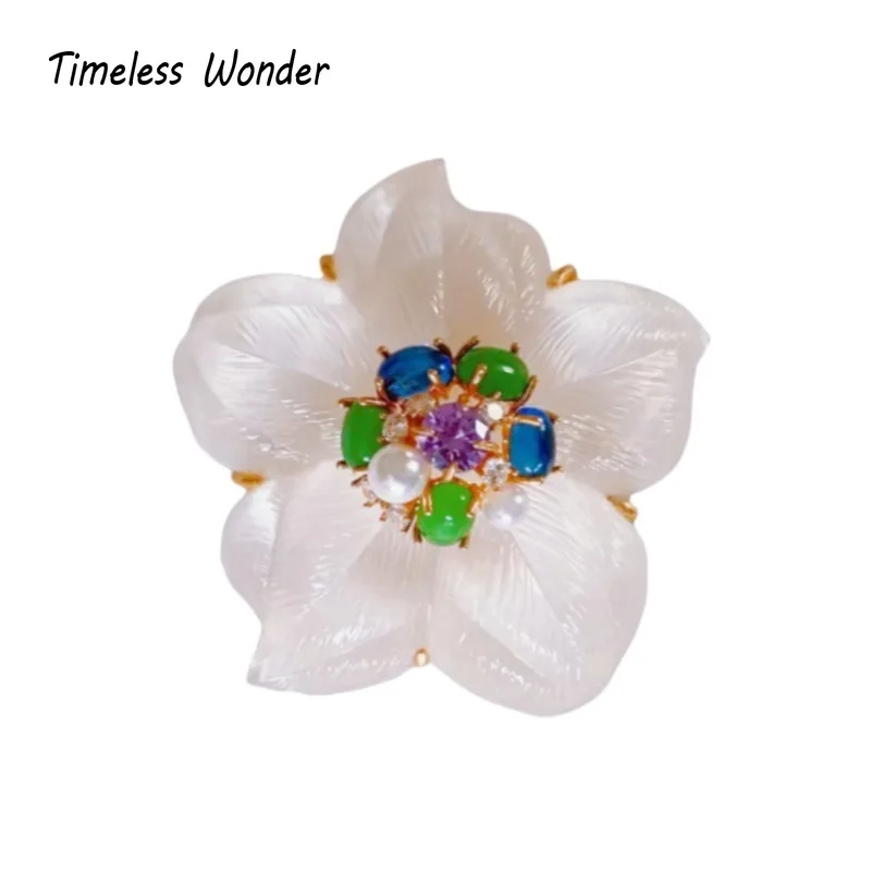 

Timeless Wonder Fancy Zircon Resin Floral Brooch Pins for Women Designer Jewelry for Gown Runway Rare Luxury Gift Cute Top 5341