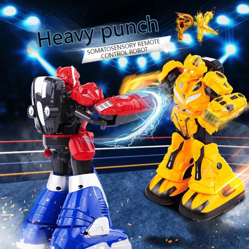 Remote Control Battle Balloon Puncher Rc Robot Boxing Fight VS Human Toys  For Boys Girls Children's Gift