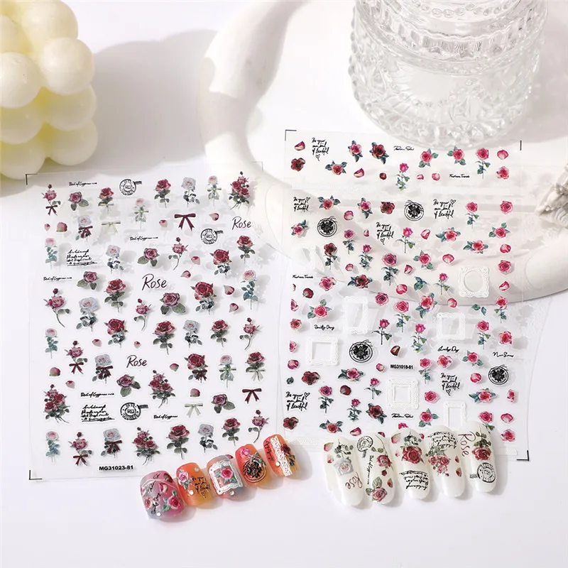 New Cartoon Insects Dragonfly Rabbit 3D Nail Stickers Soft Reliefs Slider For Woman Nail Art Decor