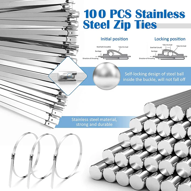 Stainless Steel Cable Ties 100PCS cable ties cable tie