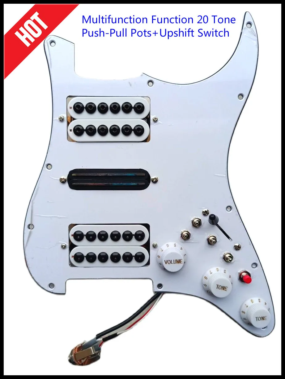

Rare Prewired Pickguard HSH Pickup Multifunction Push-Pull Pots Single Cut Function White Single Coil Humbucker Pickup 1 Set
