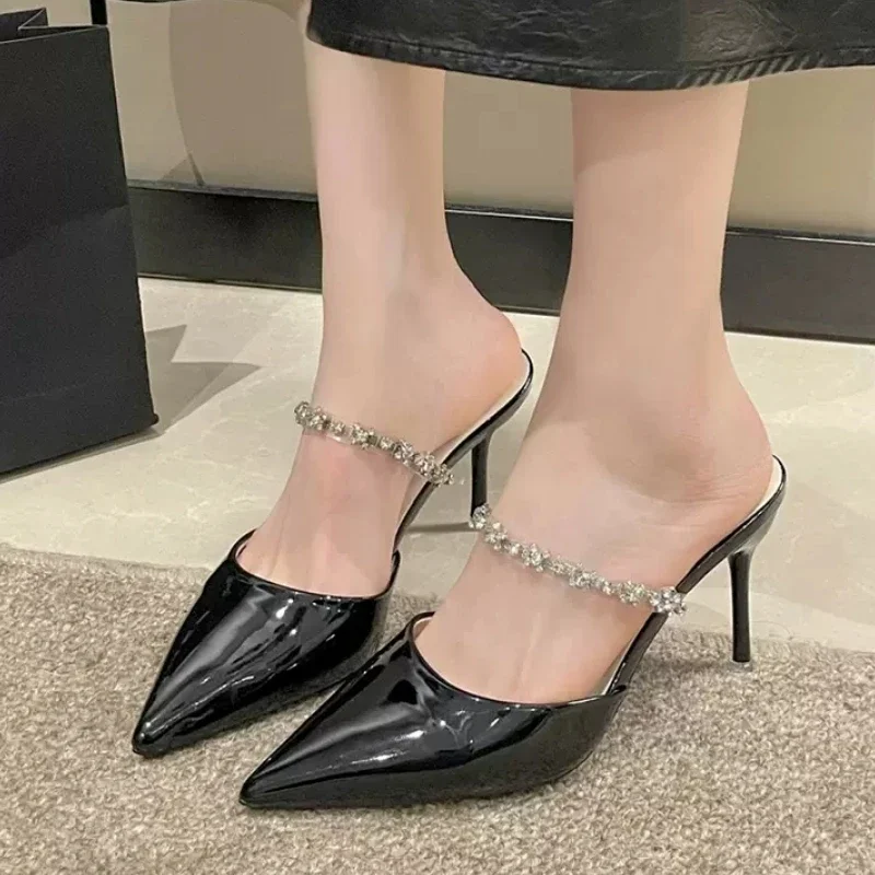 Sandals Summer Women Classics Thin Heels Fashion Girls rhinestone Pumps Posterior trip band Women Shoes 3