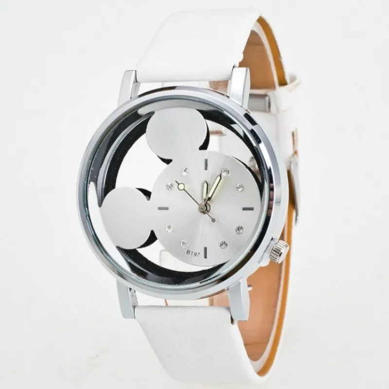 Simple Double-sided Hollow Mickey Quartz Watch, Belt Mickey Mouse Children's Watch
