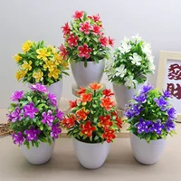 1pc Artificial Flowers Five Leaf Plum Small Potted Plants Tree