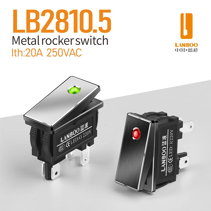 Rocker Switch WINDOO 2810.5 series 16Amp 2NO with LED 2 gears 12V24V220V