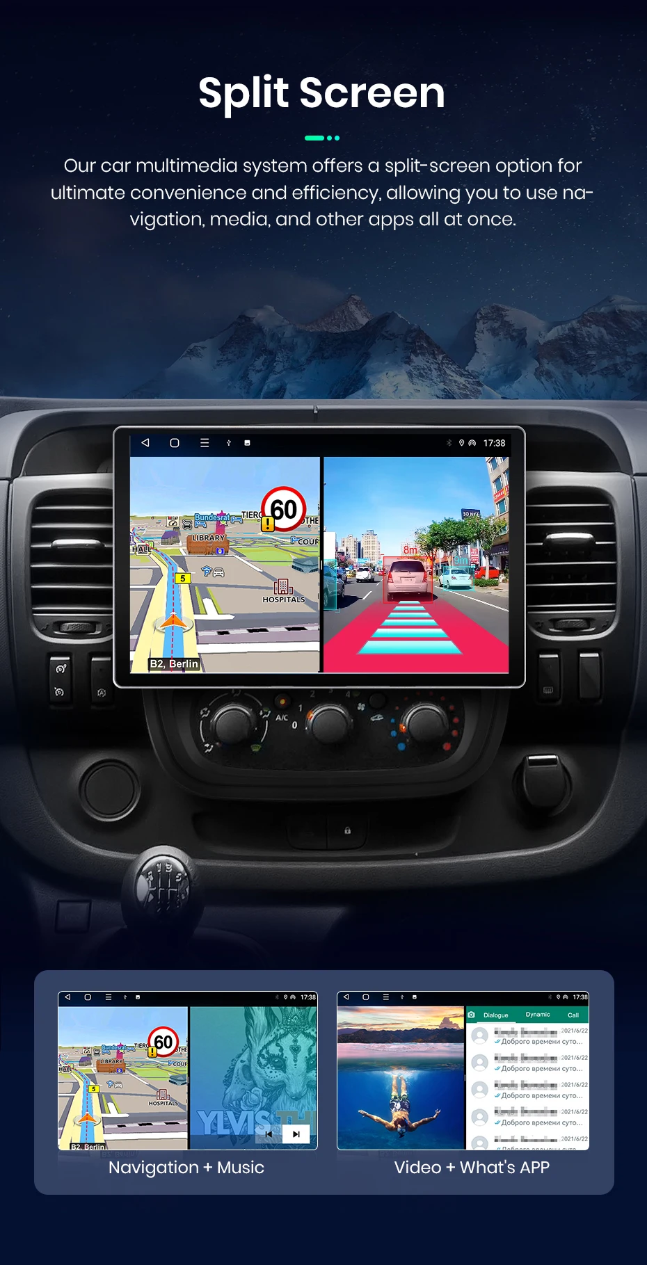 Junsun x7 max 13.1 "2k drahtloses Carplay Android Auto Autoradio für Renault Trafic 2016-2018 Multimedia Autoradio – Detail 17