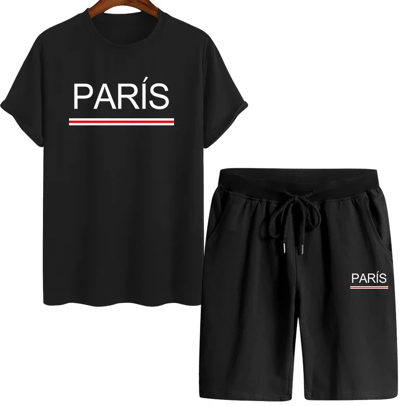 Cotton Tee and Quick Dry Shorts Set for Men Summer