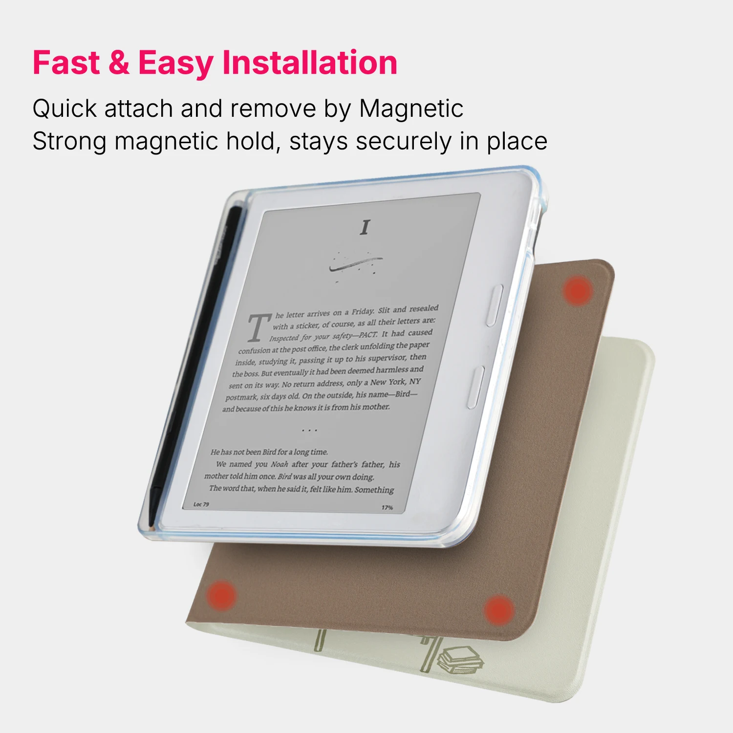 Murmole Detachable Magnetic Case with Clear Acrylic Back & Sleep Quotes