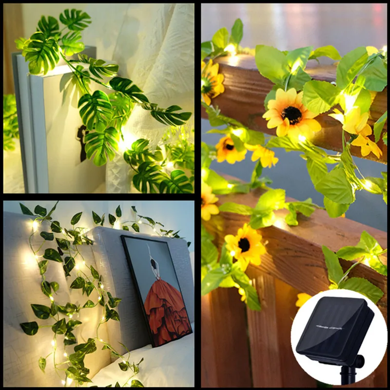 

Solar Ivy String Lights Artificial Vine Lights Garland Fairy String Lights Solar Lights Outdoor for Christmas Party Garden Decor
