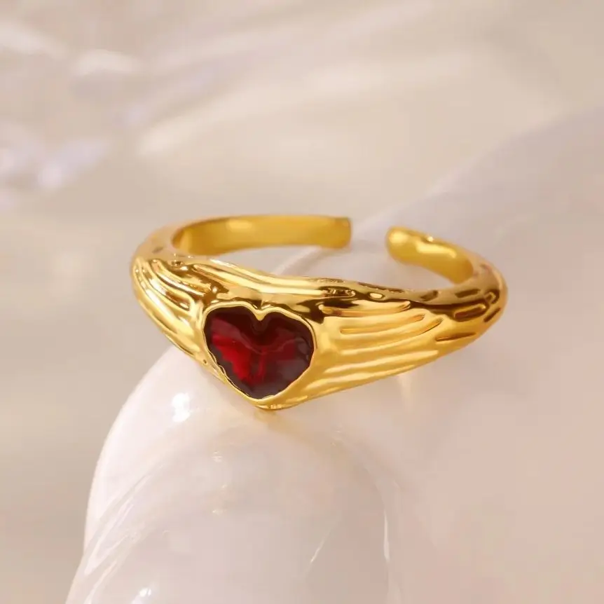 Zircon Heart Rings Gold Butterfly Opening Ring For Women