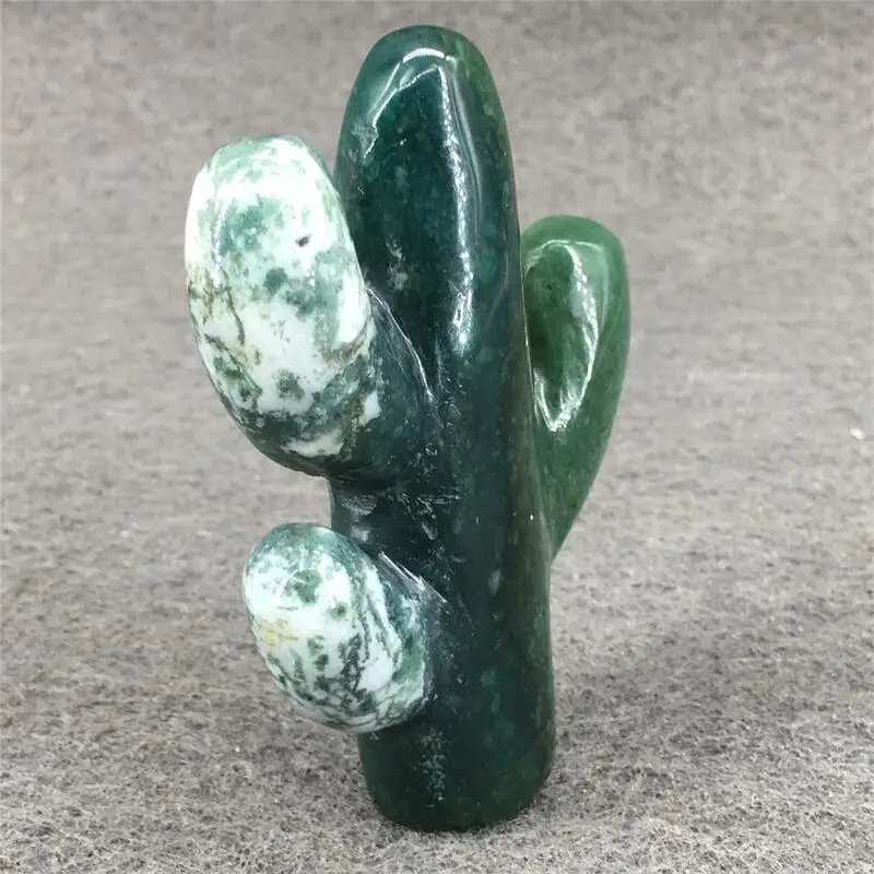 Natural Crystal Healing Stone Green Plant Moss Agate Cacti Crystal Point Moss Agate Crystal For Garden Decoration 1pcs 2