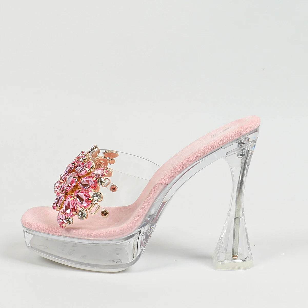 Mules compensées en cristal