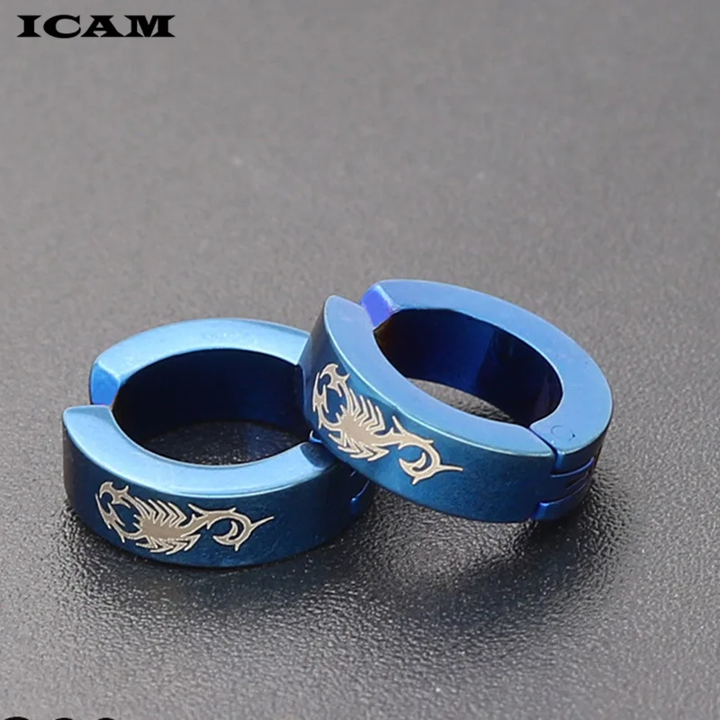 1Pair Men's Stainless Steel Stud Ear Clip Earrings