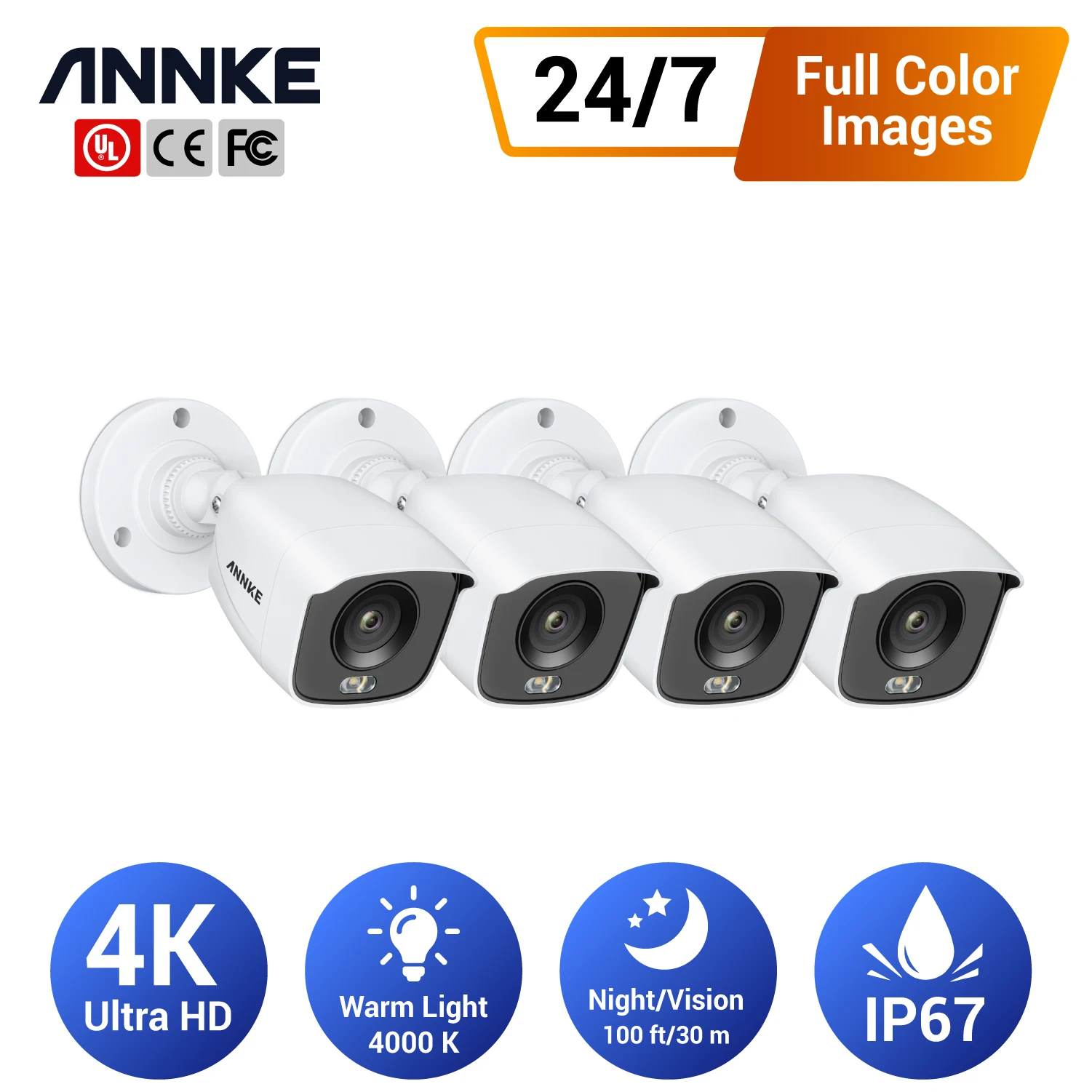 ANNKE 4K HD IP67 Weatherproof Cameras Kit Indoor Outdoor Analog CCTV Security Camera Night Vision Video Surveillance Kits