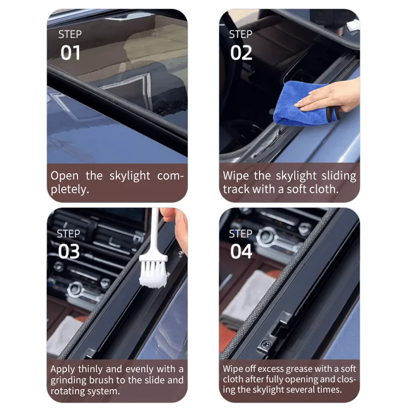Synthetic Grease Lubricant for Car Sunroof, Door and Window Seal Track - Eliminates Squeaking and Sticking, Hydraulic Rod 5