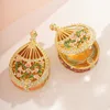 Enameled and Bejeweled Pipa Flower Qin Jewelry Box Hand Painted Trinket Boxes Home Table Decor Girl Gift ﻿ 1