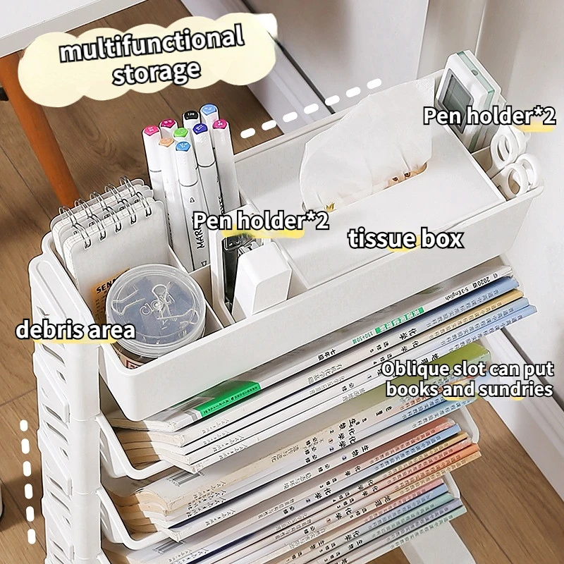 Multi-Layer Creative Removable Desk Side Floor-To-Ceiling Bookshelves Magazine Racks Office File Racks Kitchen Clutter Trolleys