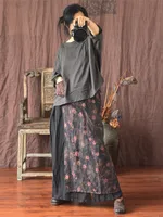 Women Linen Patchwork Skirts Ladies Loose Skirt Female 2025 Skirt Spring Autumn Summer Skirts 2