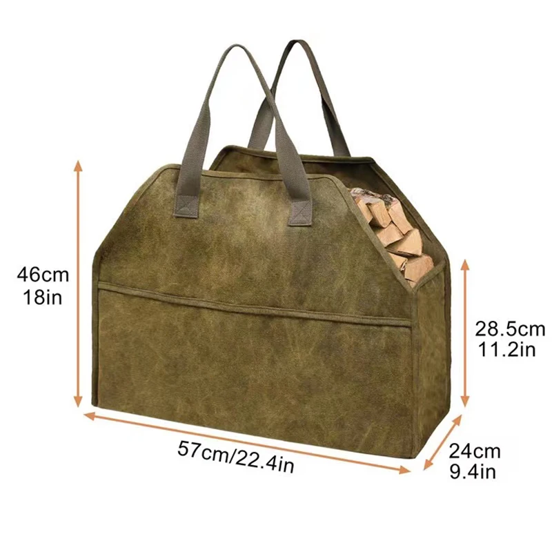 Log Storage Holder Carrier Canvas Firewood Bag Durable Fire Wood Tote Outdoor Portable Organizer 4