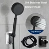 Black Stainless Steel Shower Head Fall resistant Durable High Pressure Showerhead for Bathroom Handheld Water Saving Shower Set 1