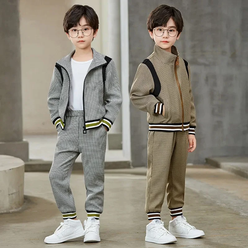 

Boy Autumn Clothing Set Sport Suits 2023 New Casual Hooded Patchwork 2 Pieces Coat & Pants Children Outfits High Quality 90-150